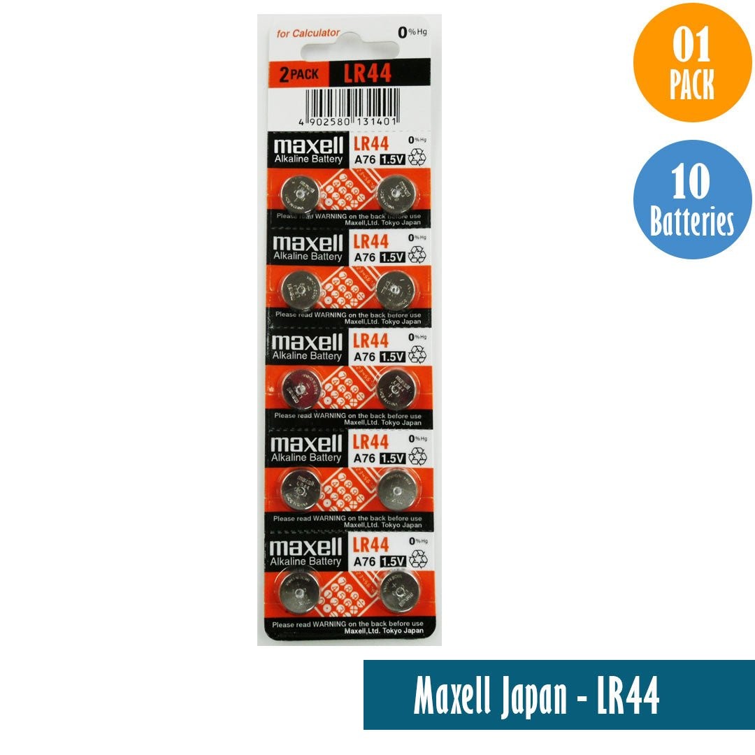 Maxell Japan - LR44 (A76) Watch Batteries Single Pack of 10 Batteries
