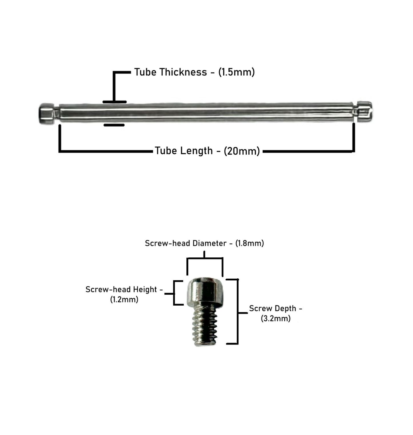 20x1.5mm Screws Lugs fit to High End Watches