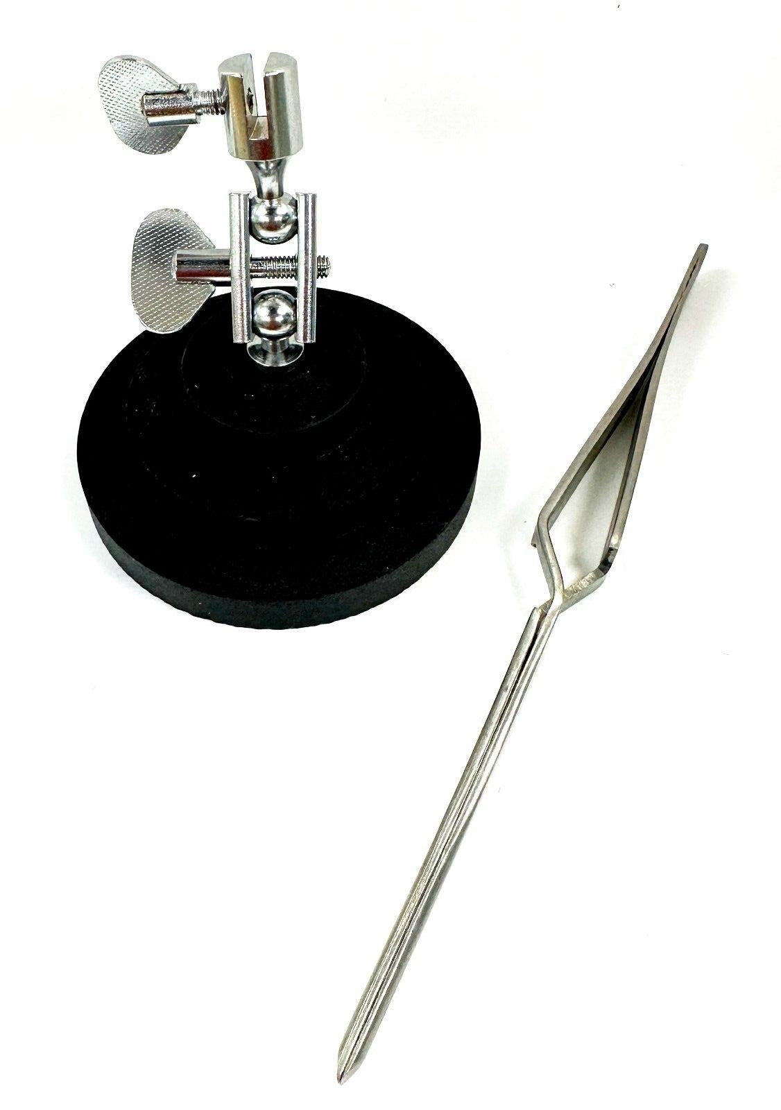 Third Hand Round Base with Cross Locking Tweezers Jewelers Tool
