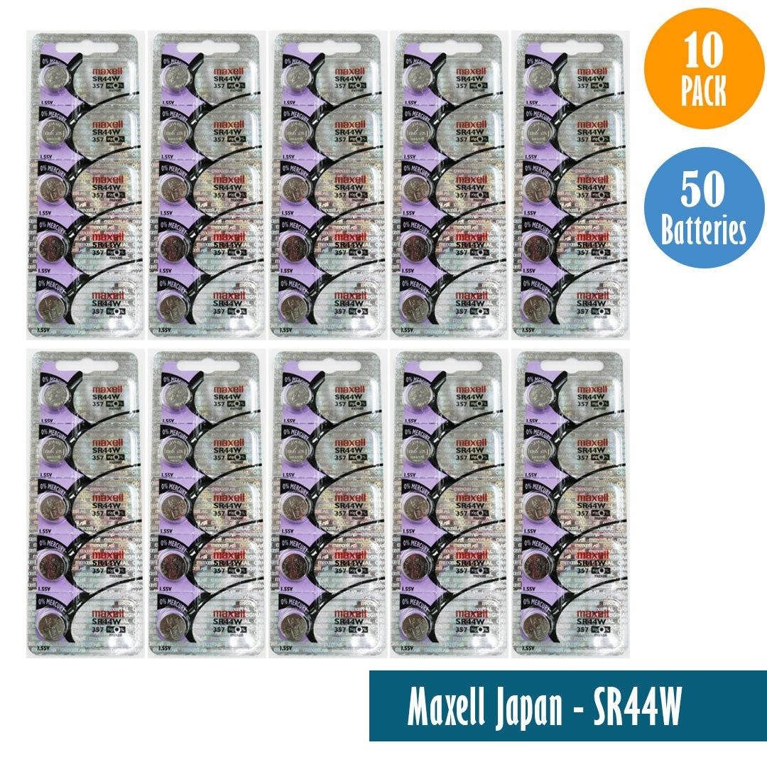 Maxell Japan - SR44W (357) Watch Batteries Single Pack of 5 Batteries