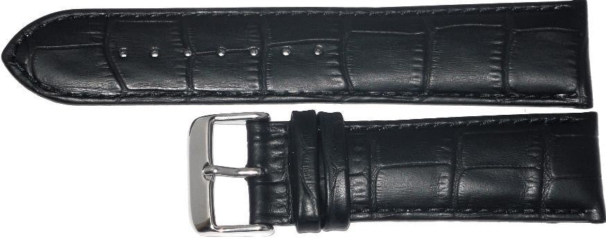 Watch Band Black Genuine Leather Alligator Grains Padded 16MM XXL Best Quality