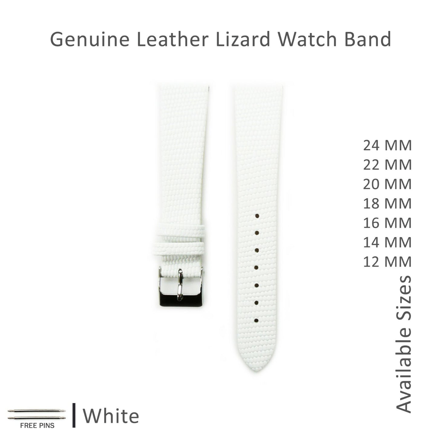 Watch Bands Flat Genuine Leather Lizard Grain 12MM to 24MM 8 Colors High Quality