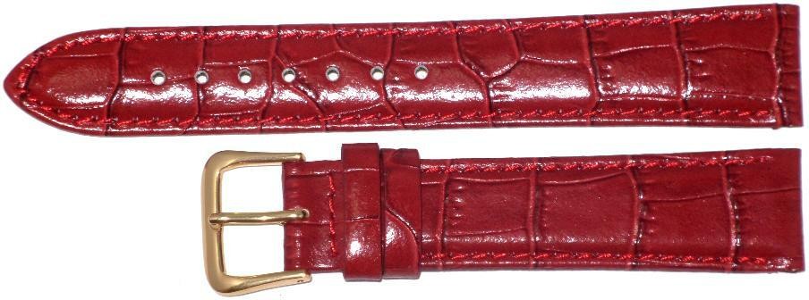 Watch Band Genuine Leather Red Alligator Grain,Padded,Stitched 14mm (A1 Quality)