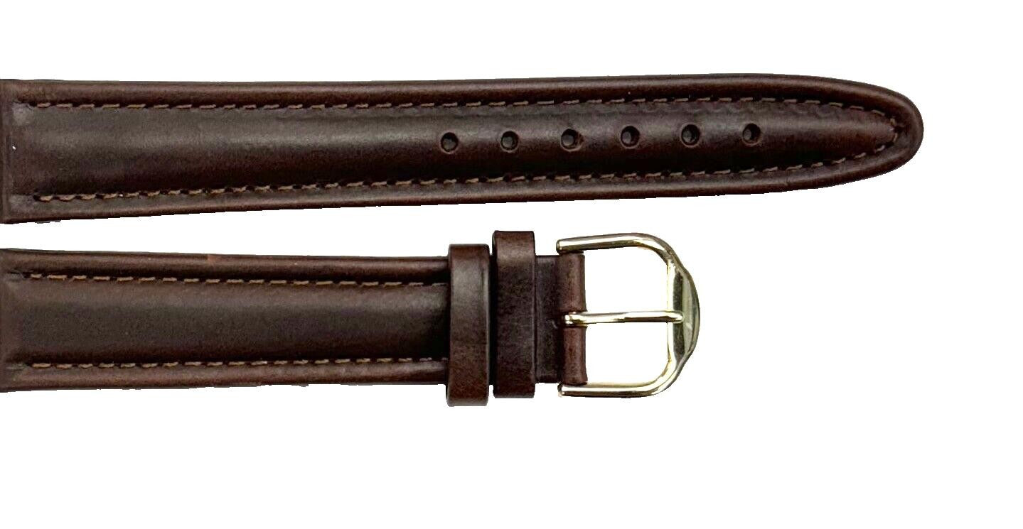 Lot of 6pcs.Watch Bands Dark Brown Genuine Leather Plain padded, stitched 18mm