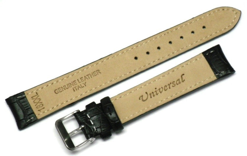 Watch Band Black Genuine Leather Alligator Grains Padded 16MM XXL Best Quality