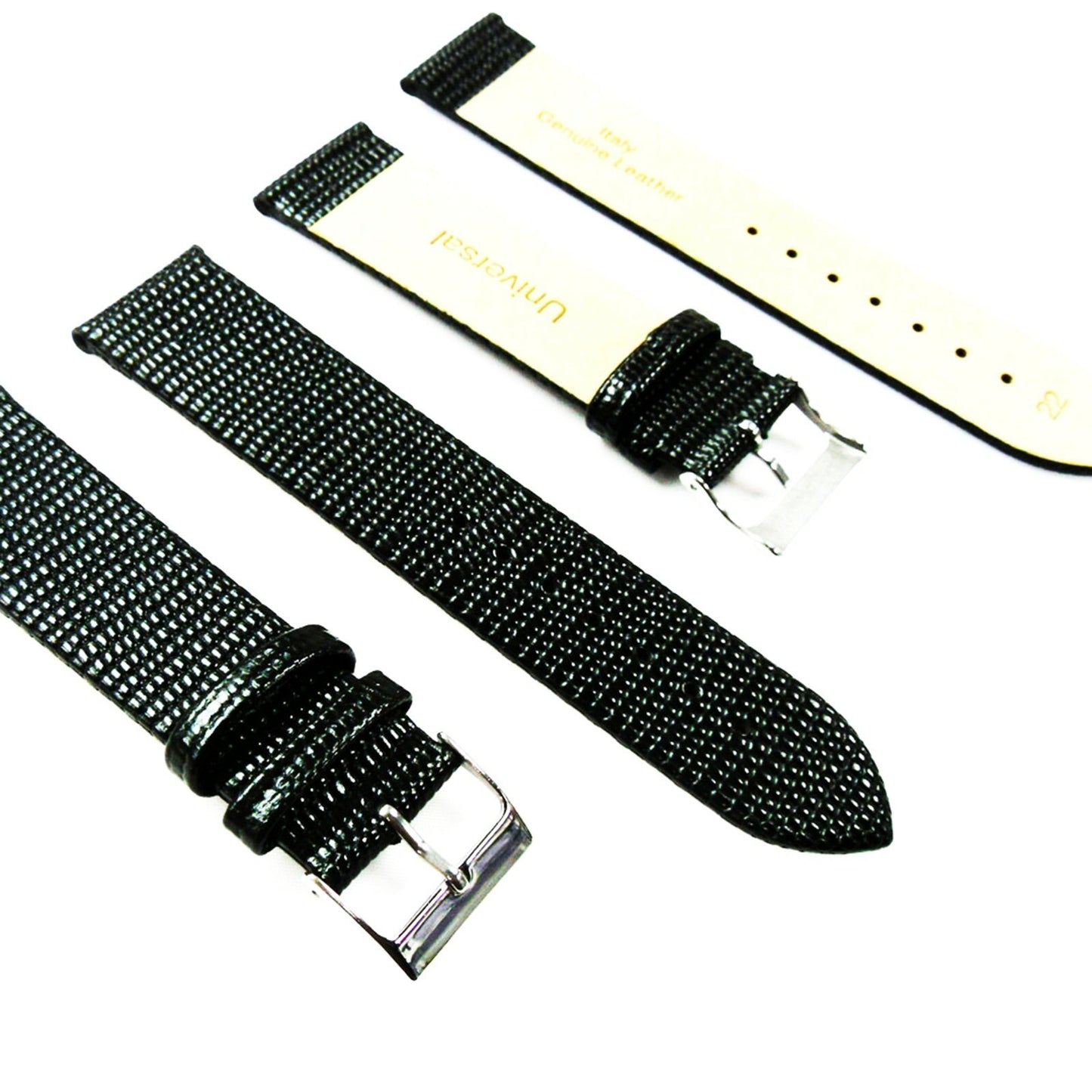 Watch Bands Flat Genuine Leather Lizard Grain 12MM to 24MM 8 Colors High Quality