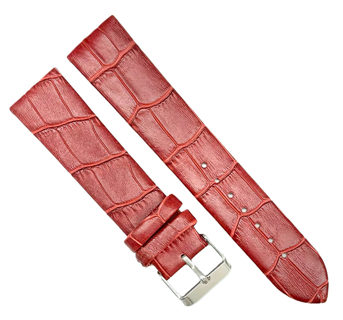 Lot of 6, 12-24 mm, Genuine Leather, Alligator Grain, Flat Maroon Watch Band