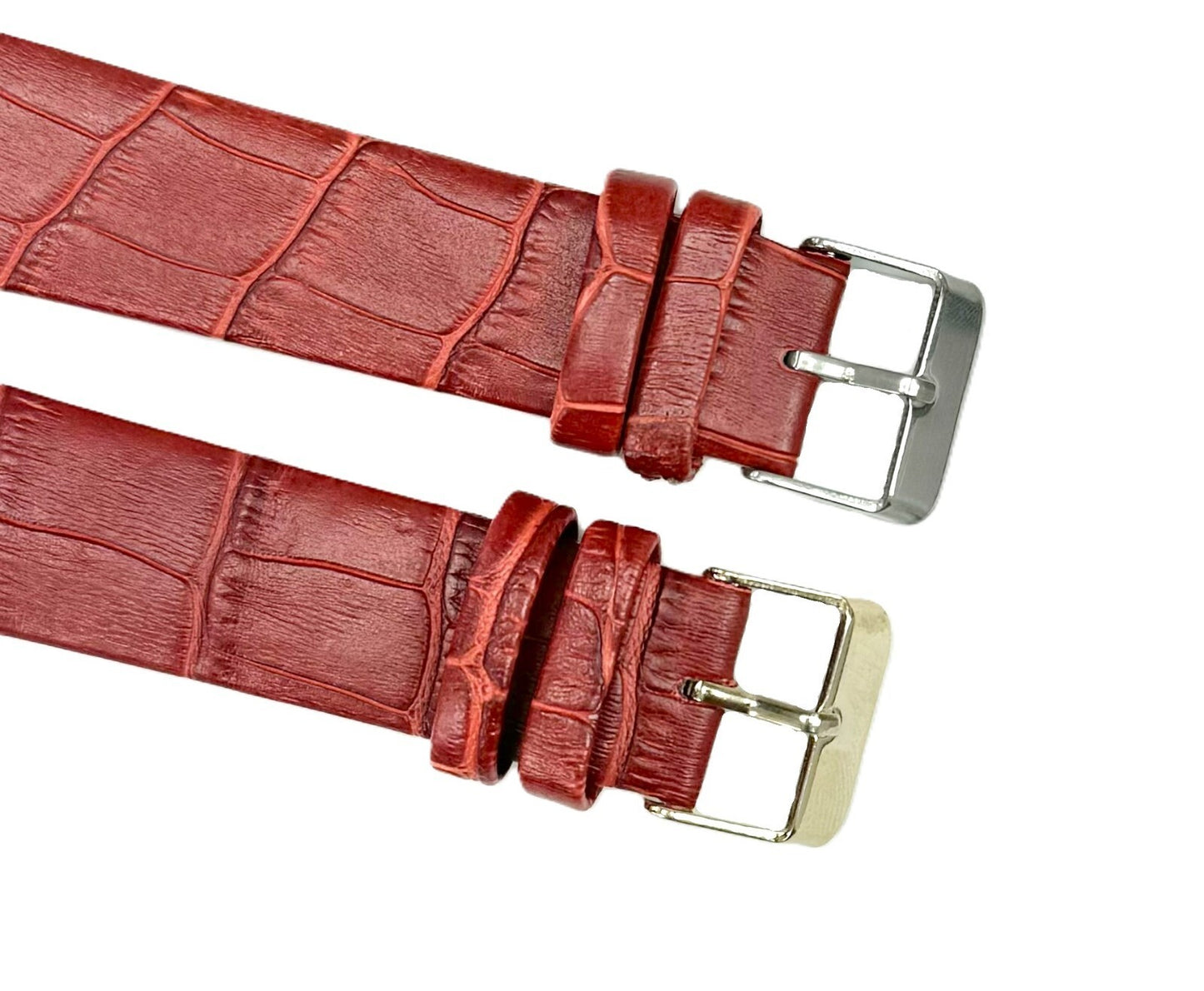 Lot of 6, 12-24 mm, Genuine Leather, Alligator Grain, Flat Maroon Watch Band