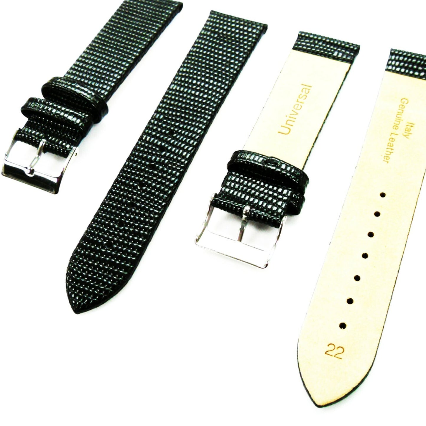 Watch Bands Flat Genuine Leather Lizard Grain 12MM to 24MM 8 Colors High Quality
