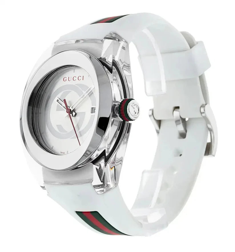 GUCCI SYNC YA137102 Men's White Dial Watch – Swiss Quartz with Original Box & Booklet