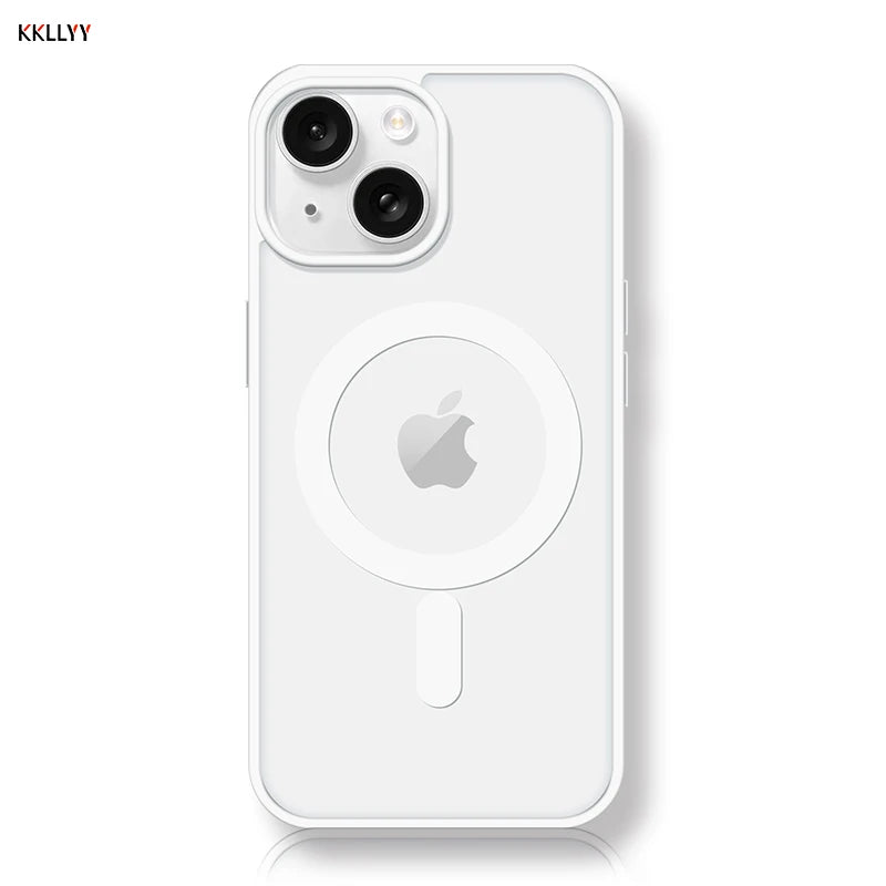 Magnetic Transparent Phone Case - Silicone Soft Edge + Acrylic Hard Back - Full Protection for iPhone 16/15/14/13/12/11 Pro Max