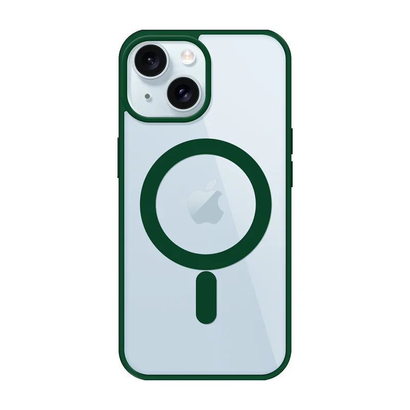 Magnetic Transparent Phone Case - Silicone Soft Edge + Acrylic Hard Back - Full Protection for iPhone 16/15/14/13/12/11 Pro Max