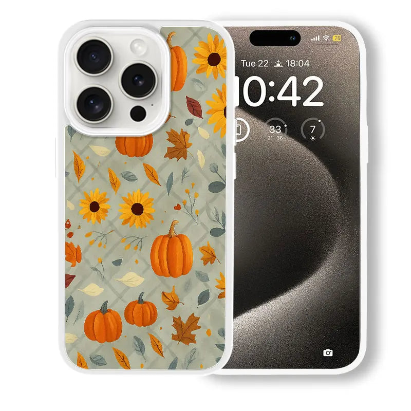 Autumn Pumpkin and Sunflower Phone Case, Harvest Thanksgiving Style for iPhone 16 15 14 13 12 11 Plus Mini Pro Max