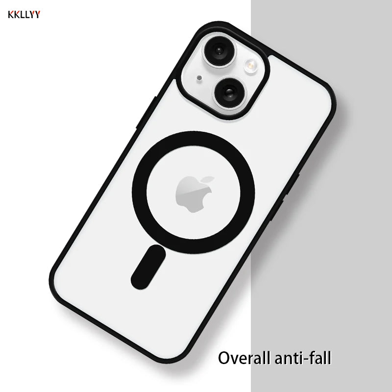 Magnetic Transparent Phone Case - Silicone Soft Edge + Acrylic Hard Back - Full Protection for iPhone 16/15/14/13/12/11 Pro Max