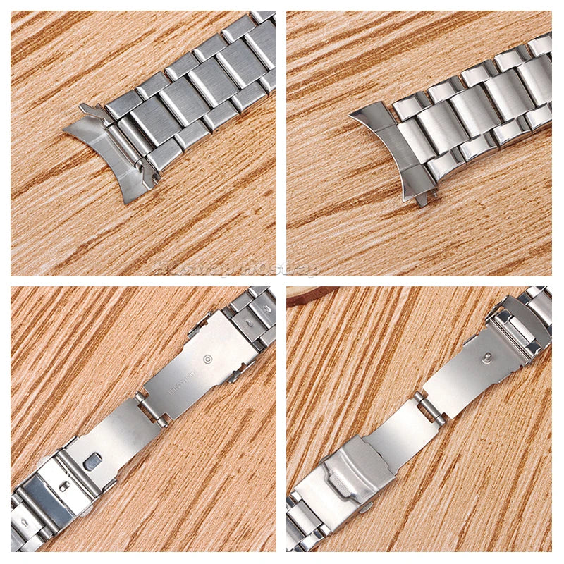 22mm Stainless Steel Strap for Rolex for Seiko Curved End Flat Warch Band Metal Sport Bracelet Universal Replacement Wristband