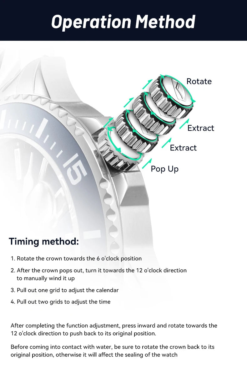 Seagull Ocean Series Stainless Steel Watch Men Business Watch Automatic Mechanical Watch 20Bar Waterproof Diving Diver Watch 523