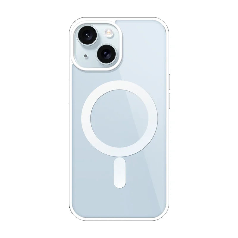 Magnetic Transparent Phone Case - Silicone Soft Edge + Acrylic Hard Back - Full Protection for iPhone 16/15/14/13/12/11 Pro Max