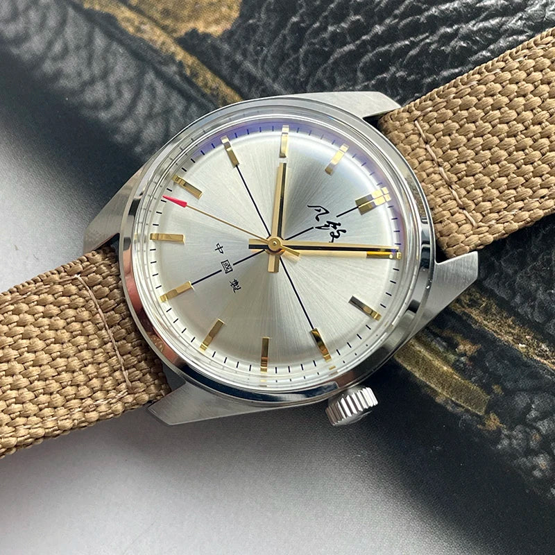Merkur Watches Vintages CLASSIC CROSS LINE DIAL Original Design Handwind Mechanical Watch for Men Rose Gold Relogio Masculino