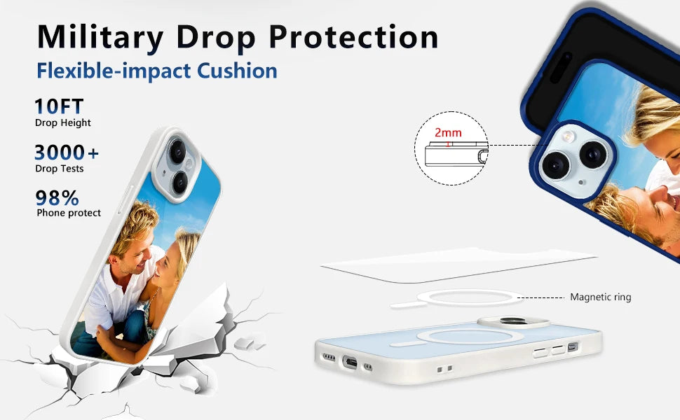 Magnetic Pattern Customized Acrylic Matte Phone Case For iPhone16 15 14 13 12 11 Pro Max XS Shockproof birthday gift surprise