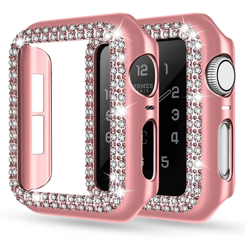 Diamond Case For Apple Watch Cover 9 8 7 41mm 45mm 42mm 44mm 40mm women Bling Bumper Protector Shell iWatch Series 8 3 4 5 6 SE
