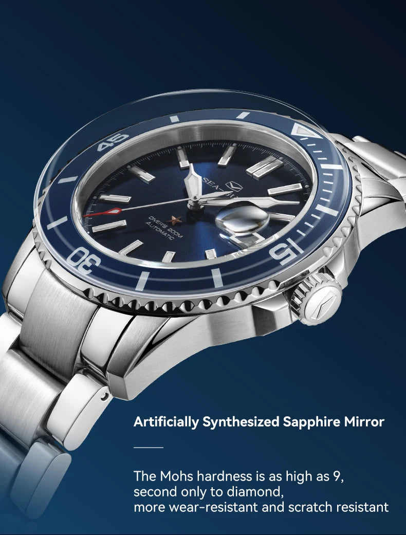 Seagull Ocean Series Stainless Steel Watch Men Business Watch Automatic Mechanical Watch 20Bar Waterproof Diving Diver Watch 523