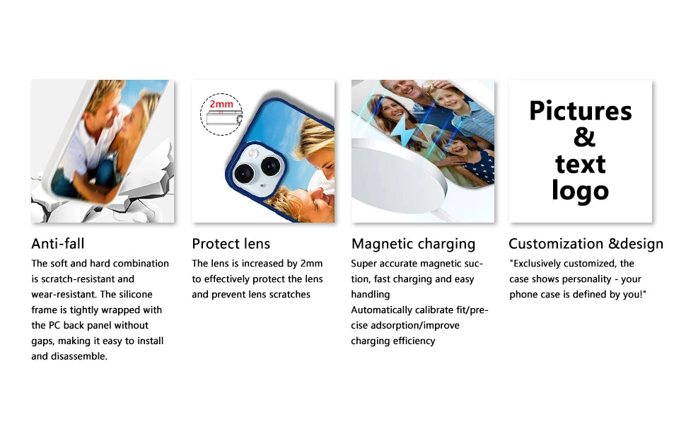 Magnetic Pattern Customized Acrylic Matte Phone Case For iPhone16 15 14 13 12 11 Pro Max XS Shockproof birthday gift surprise