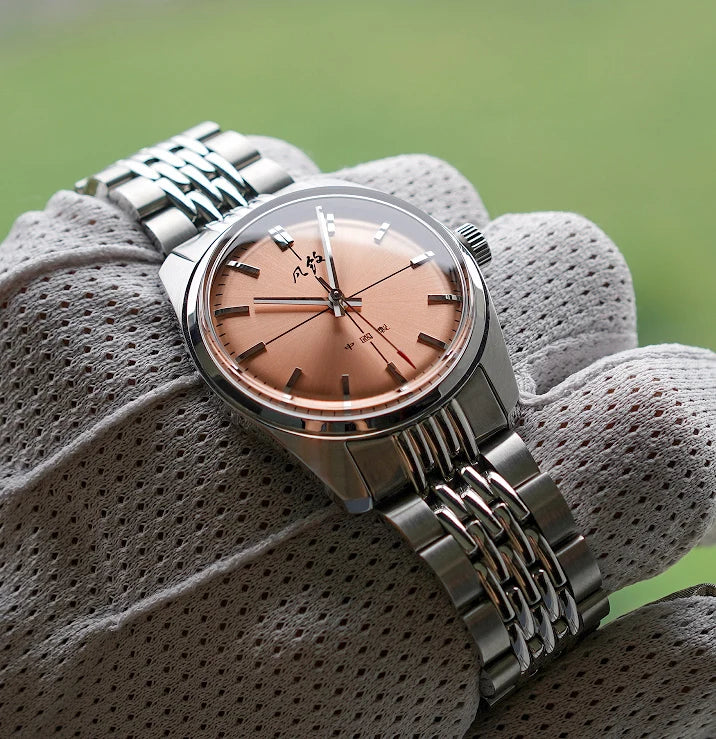 Merkur Watches Vintages CLASSIC CROSS LINE DIAL Original Design Handwind Mechanical Watch for Men Rose Gold Relogio Masculino