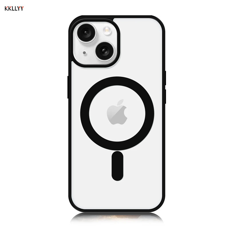 Magnetic Transparent Phone Case - Silicone Soft Edge + Acrylic Hard Back - Full Protection for iPhone 16/15/14/13/12/11 Pro Max