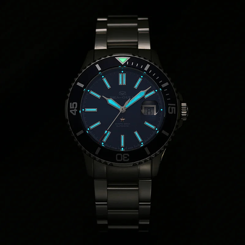 Seagull Ocean Series Stainless Steel Watch Men Business Watch Automatic Mechanical Watch 20Bar Waterproof Diving Diver Watch 523