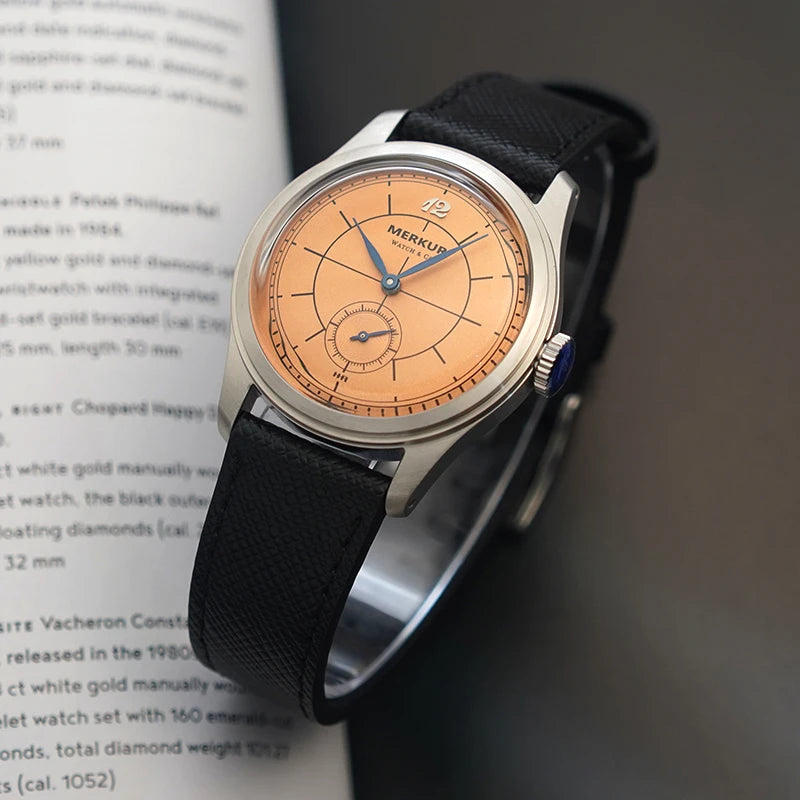 The New MERKUR Cross Line Sector Dial Green Retro Casual Watch for Men Business Series Manual Chorded Watch Relogio Metal