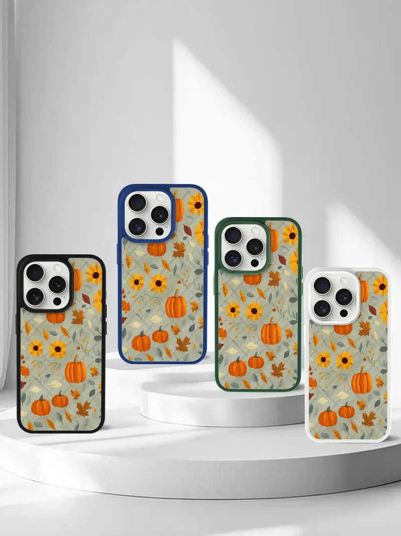 Autumn Pumpkin and Sunflower Phone Case, Harvest Thanksgiving Style for iPhone 16 15 14 13 12 11 Plus Mini Pro Max