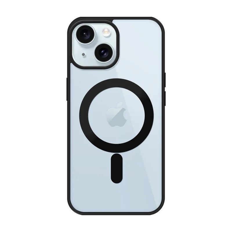 Magnetic Transparent Phone Case - Silicone Soft Edge + Acrylic Hard Back - Full Protection for iPhone 16/15/14/13/12/11 Pro Max
