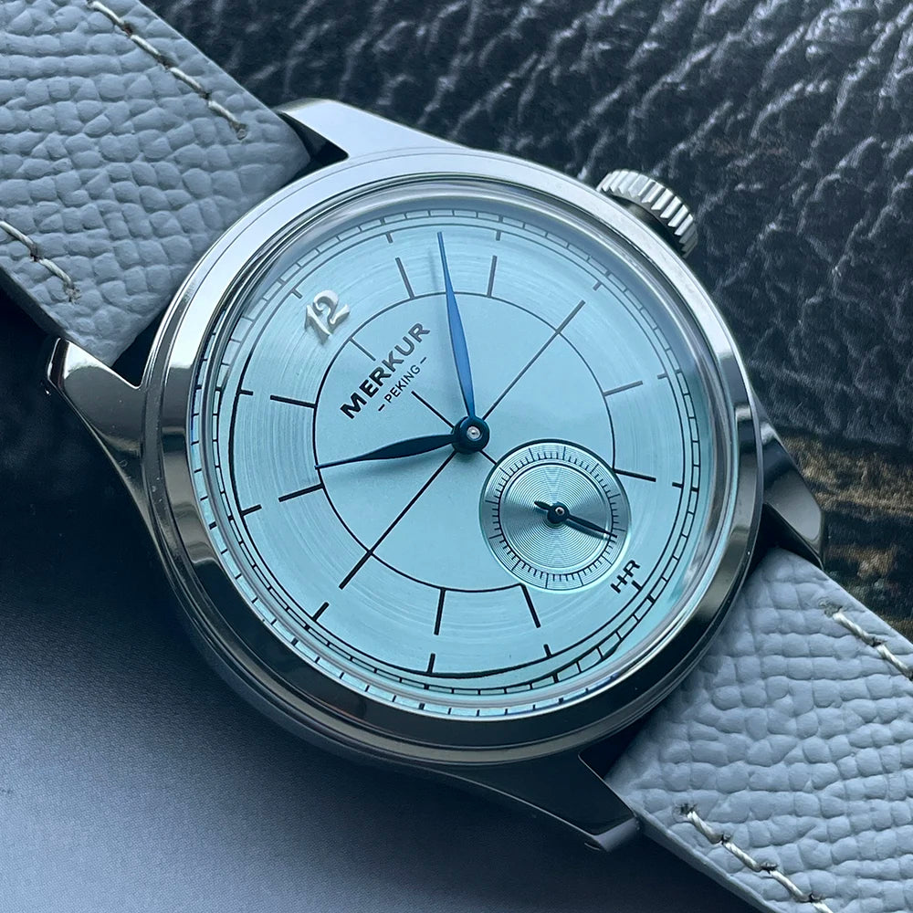 The New MERKUR Cross Line Sector Dial Green Retro Casual Watch for Men Business Series Manual Chorded Watch Relogio Metal