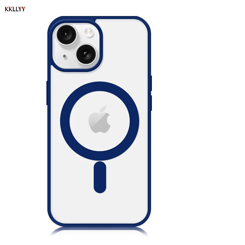 Magnetic Transparent Phone Case - Silicone Soft Edge + Acrylic Hard Back - Full Protection for iPhone 16/15/14/13/12/11 Pro Max