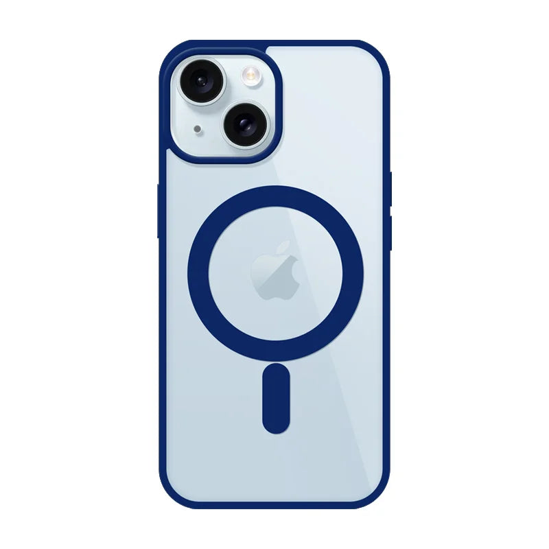 Magnetic Transparent Phone Case - Silicone Soft Edge + Acrylic Hard Back - Full Protection for iPhone 16/15/14/13/12/11 Pro Max