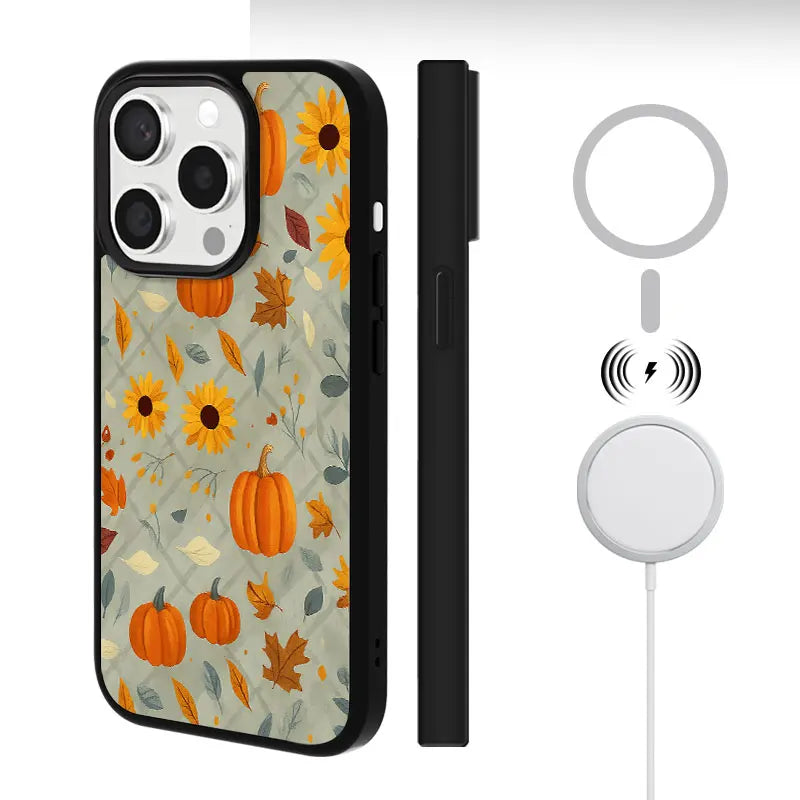 Autumn Pumpkin and Sunflower Phone Case, Harvest Thanksgiving Style for iPhone 16 15 14 13 12 11 Plus Mini Pro Max