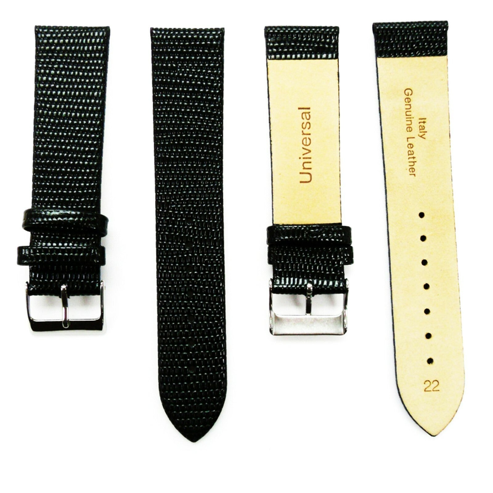 Watch Bands Flat Genuine Leather Lizard Grain 12MM to 24MM 8 Colors High Quality
