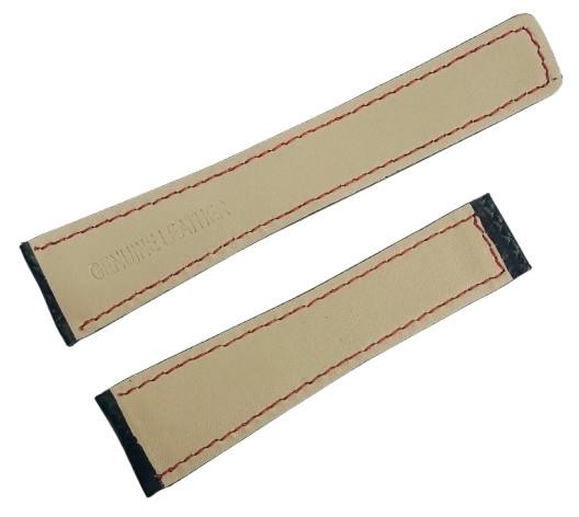 Black Carbon Fiber Pattern Genuine Leather Band fit to TAG H 22x18m Red Stitched
