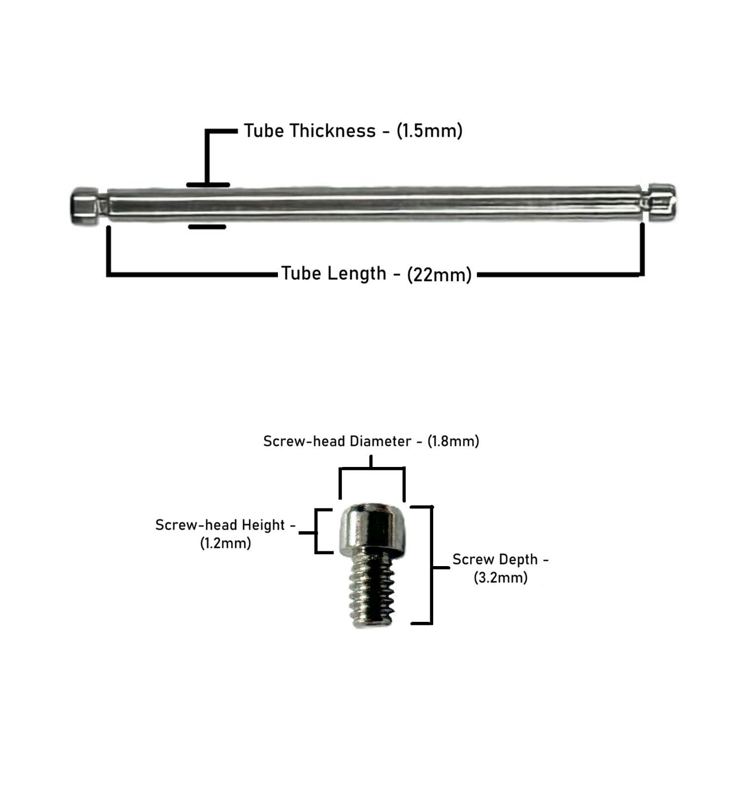22x1.5mm Screw Lugs fit to High End Watches