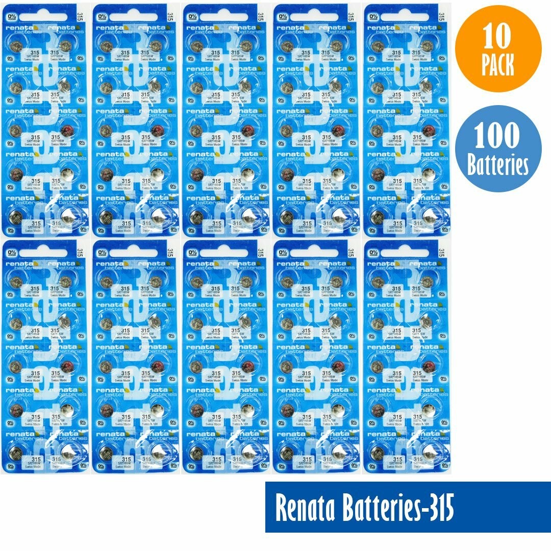Renata 315 Watch Cell Batteries SR716SW, SWISS MADE, 0% MERCURY (Pack of 100)