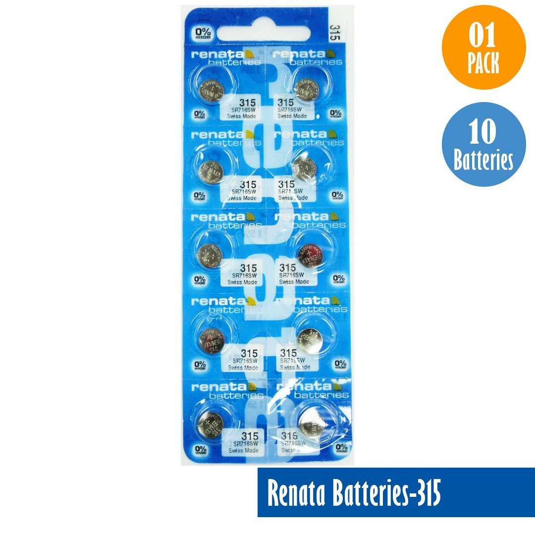 Renata 315 Watch Cell Batteries SR716SW, SWISS MADE, 0% MERCURY (Pack of 100)