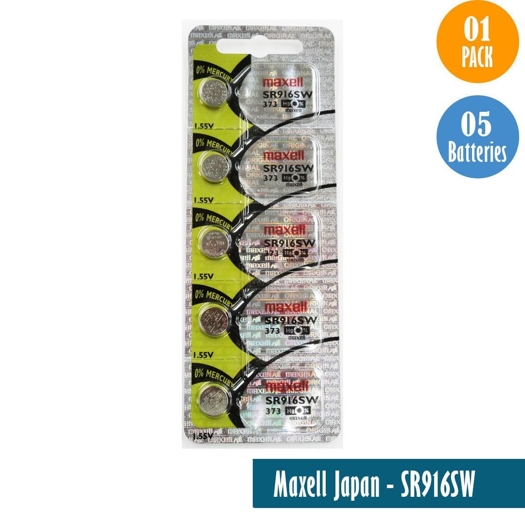 Maxell Japan - SR916SW (373) Watch Batteries Single Pack, 5 Batteries