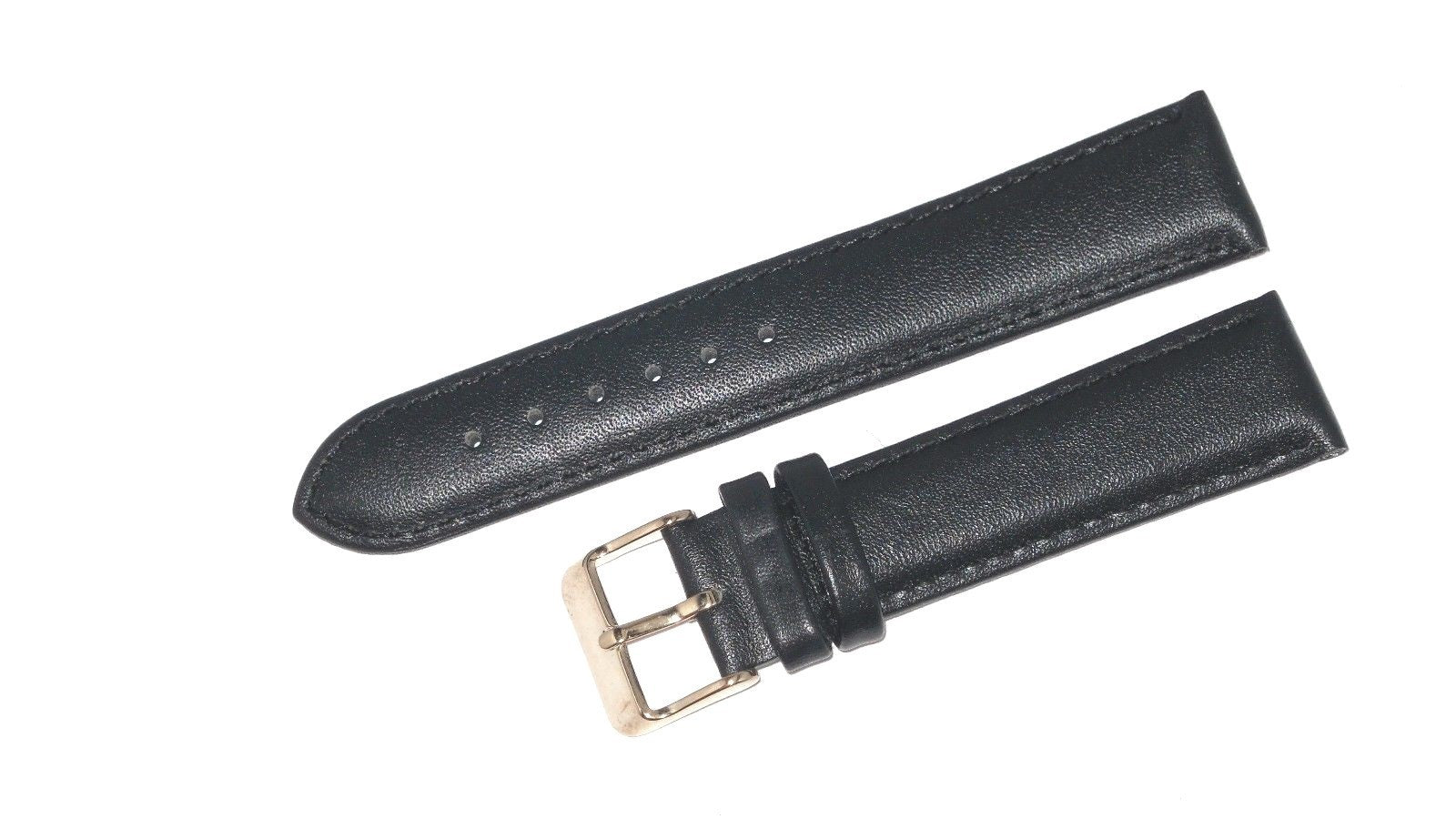 18 MM Extra Long Plain Padded Black Leather Watch Band for Men and Women Watches