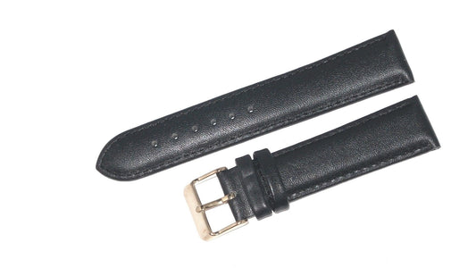 18 MM Extra Long Plain Padded Black Leather Watch Band for Men and Women Watches