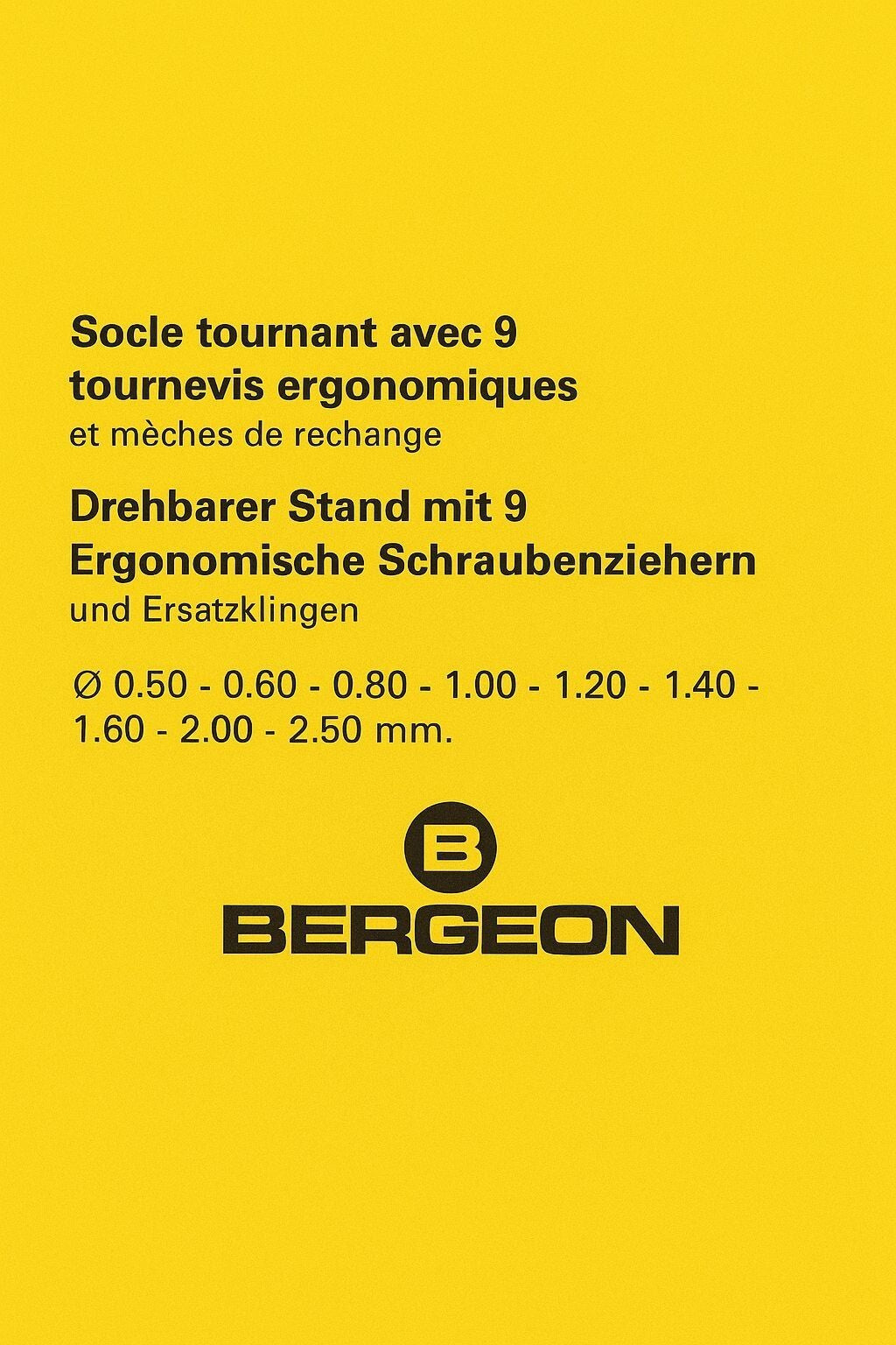 Bergeon 6899-S09 Stainless Steel Ergonomic 9 Piece Screwdriver Set, Swiss Made