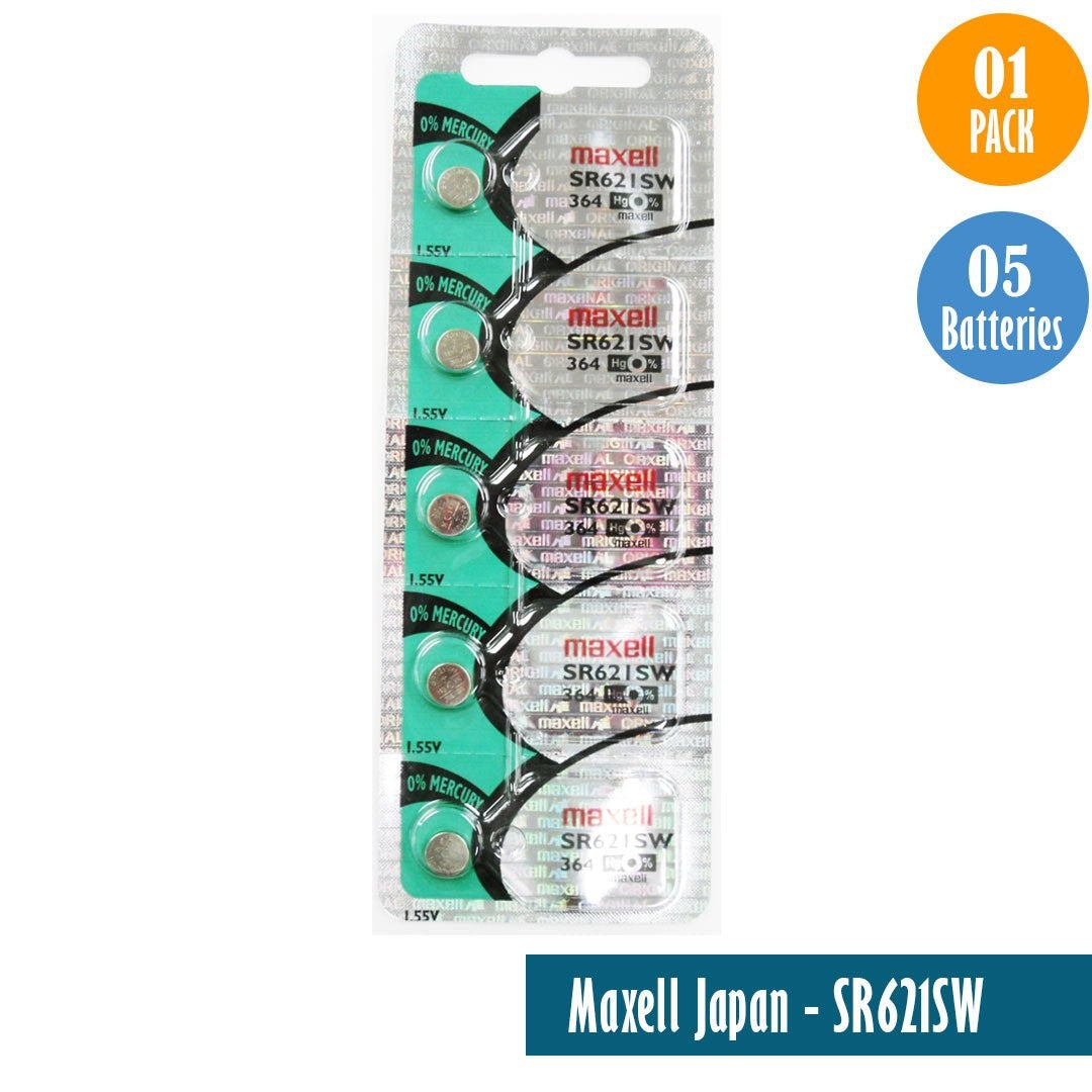 Maxell Japan - SR621SW (364) Watch Batteries Single Pack with 5 Batteries