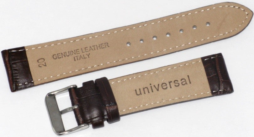 20 MM Genuine Leather Dark Brown Alligator Grains Watch Band Lot of 6 Bands