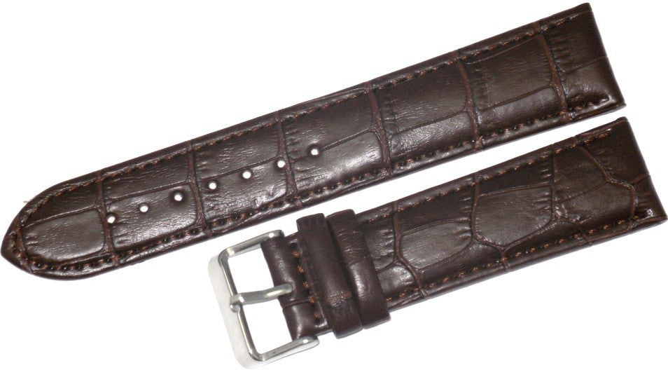 20 MM Genuine Leather Dark Brown Alligator Grains Watch Band Lot of 6 Bands