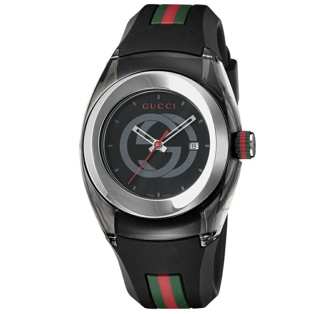 Gucci Sync L Women's Black Dial Rubber Band Quartz Watch - YA137301 ($670 MSRP)