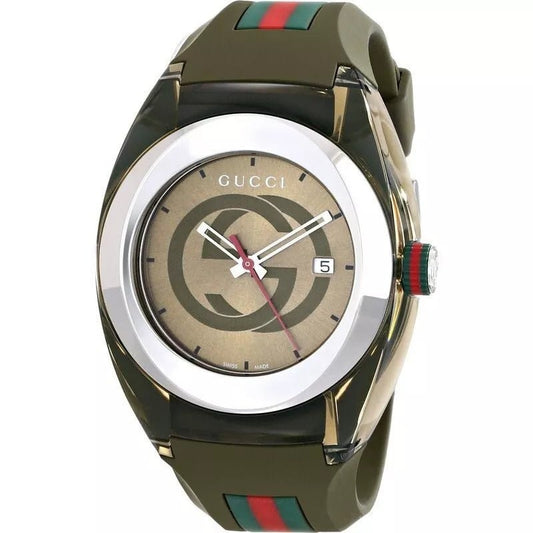 GUCCI SYNC YA137111 Men's Watch – Green Army Dial, Quartz, Box & Booklet
